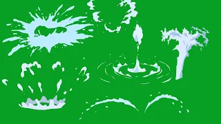 water splash effects 2D animation cartoon water splash green screen video