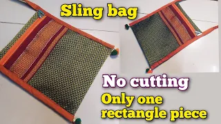 No Cutting - sling bag /shopping bag /cloth bag making at home |Khan purse making #Slingbag #sidebag