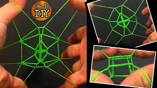 How to make a rubber band cube to spider web. Rubber band double stars tricks technique.