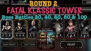 Fatal Klassic Tower Boss Battles 20, 40, 60, 80 & 100+Rewards | 2nd Round | MK Mobile Gaming