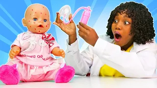 Baby doll is sick! Baby Born doll health routine & baby dolls videos for kids.