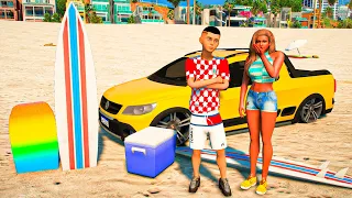 GTA V: VIDA REAL | MINHA MÃE FOI PARA PRAIA COM MINHA SAVEIRO REBAIXADA🔥