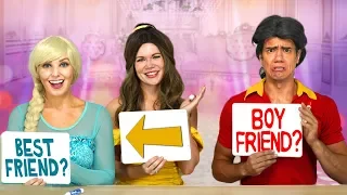 BELLE AND ELSA VS GASTON IN BEST FRIEND TAG. Totally TV Challenge.