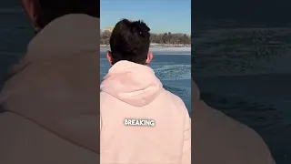 He jumped into a frozen lake to save a dog 👏