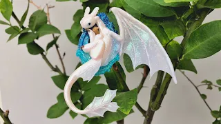 How to train your dragon 3 - Fimo Polymer clay tutorial - White Night Fury Miniature