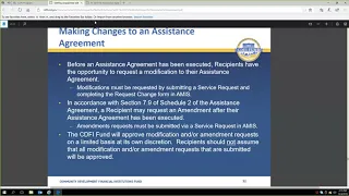 2019 CDFI/NACA Program FA Recipient Assistance Agreement Webinar