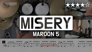 [Lv.14] Misery - Maroon 5 (★★★★☆) Pop Drum Cover (Score, Lessons, Tutorial) | DRUMMATE