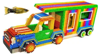 Most Creative - Build Camping Truck Fish Tank With Magnetic Balls (Satisfying) - Magnet Balls