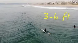 Manhattan Beach POV & Drone on a mid-length surfboard (1 okay wave, but close out central)