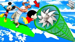 SHINCHAN AND FRANKLIN TRIED IMPOSSIBLE CAR BLADE PARKOUR CHALLENGE GTA 5 ! LUCIFERGAMZ