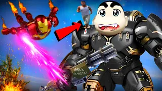 Shin-chan become a iron Man save Franklin in GTA5 Telugu