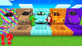 What's JJ and Mikey ISNIDE the SECRET CAR TUNNELS : DIRT vs LAVA vs PORTAL in Minecraft Maizen!