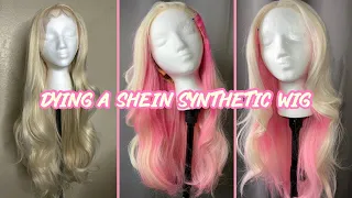 DYING A SYNTHETIC WIG FROM SHEIN | Acrylic Ink Method