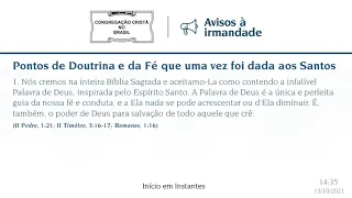 Culto Online CCB 13/10 2021 - 15:00