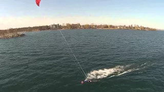 Kiteboarding in Toronto - View from above. Drone DJI Phantom