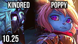 KINDRED vs POPPY (JUNGLE) | 70% winrate, 6 solo kills, Legendary | KR Master | v10.25