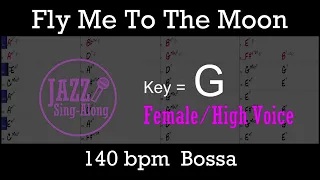 Fly Me To The Moon - Backing Track with Intro + Lyrics in G (Female) - Jazz Sing-Along