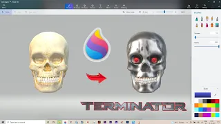 Windows 10 Paint3d Tutorial : Paint 3d Human Skull turn into Terminator Skull