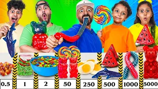 تحدي أغرب حلويات🍭 الجلي🍡 ( قد ماتأكل قد ماتكسب 💵 )