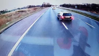 police car cuts up 44 ton truck M6 Lancashire.