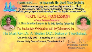 Perpetual Profession of Srs. Maria Bernadine and Holy Rinofiya