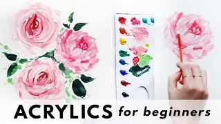 Painting Tutorial EASY for Kids & Beginners / Acrylic Floral Bouquet