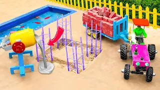 Diy tractor HOW to build FOUNDATIONS | diy tractor making mini concrete | creative science project