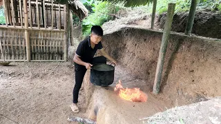 How to build a Wood Stove - Complete Bamboo House in the forest & Survival