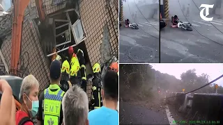 Strong 6.8 magnitude earthquake in Taiwan topples building, derails train