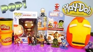 Play Doh Iron Man Funko Pop + Surprise Toy Eggs + Marvel Mystery Minis By Disney Cars Toy Club