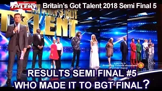 Results BGT 2018 Finalists Revealed - Britain's Got Talent 2018 Semi Final Group 5 S12E12