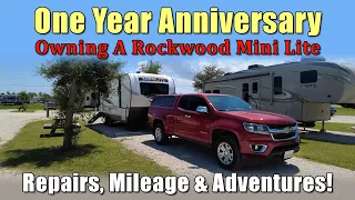 2023 AMAZING 1 YEAR ANNIVERSARY: ROCKWOOD MINI LITE 2205S! Camping, Mileage & Fun! #RockwoodMiniLite