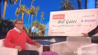Bill gates reaction on receiving check from Ellen || Ellen Show || awkward moment