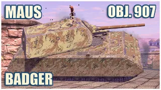 FV217 Badger, Maus & Object 907 • RASEINIAI HEROES WoT Blitz