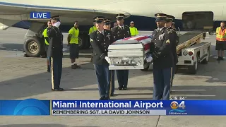 Casket Of Sgt. La David T. Johnson Arrives At Miami International Airport