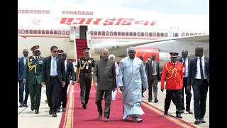 President Kovind arrives in The Gambia.