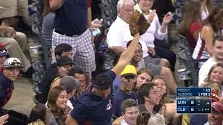 Indians fan makes a nice snag in the 7th