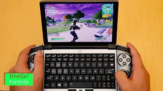 Playing Fortnite with the OneGx1 controllers.