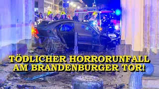 [MERCEDES RAST GEGEN BRANDENBURGER TOR] - JUNGER MANN STIRBT - | FEUERWEHR im GROSSEINSATZ | BERLIN