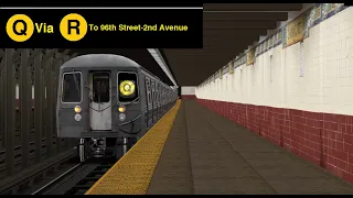 OpenBVE Special: Q Train To 96th Street-2nd Avenue Via Whitehall Street (R68)(Weekend G.O)