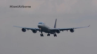 **CLOSEUP** Lufthansa Airbus a340-600 landing at Miami International