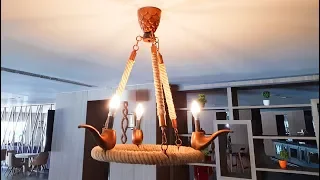 Rustic Chandelier from Rope and Wood DIY Creative Design Idea 2019