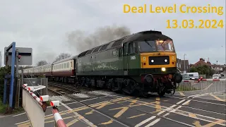 *Solo Class 47 on delayed charter* Deal Level Crossing, 13.03.2024