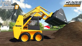 Farming Simulator 19 - CASE 1845C Skid Steer Loader Cleans The Construction Site From Dirt