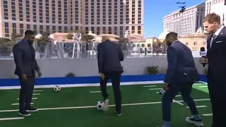 Thierry Henry, Micah Richards and JJ Watt, Nate Burleson are playing football together