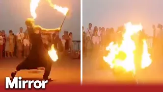 Fire dancer performance goes horribly wrong