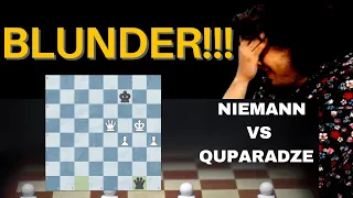 A game of blunders! Ended with a blunder! Hans Moke Niemann vs Giga Quparadze: Blitz Championship