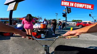 *RAW FOOTAGE* RIDING BMX IN LA COMPTON GANG ZONES #2 (CRIPS & BLOODS)