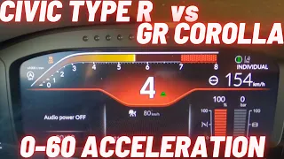 Civic Type R vs Toyota GR Corolla 0-60 mph (0-100km/h) Acceleration Comparison