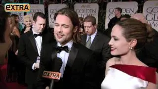 Brad on Angelina's Stunning Golden Globes Look